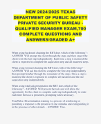 NEW 2024/2025 TEXAS DEPARTMENT OF PUBLIC SAFETY PRIVATE SECURITY BUREAU - QUALIFIED MANAGER EXAM,700 COMPLETE QUESTIONS AND ANSWERS/GRADED A+ 