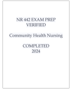 NR 442 EXAM PREP VERIFIED COMMUNITY HEALTH NURSING COMPLETED 2024