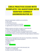 CMCA PRACTICE EXAM WITH COMPLETE 150 QUESTIONS WITH VERIFIED CORRECT ANSWERS/RATED A+ 