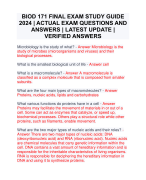 BIOD 171 FINAL EXAM STUDY GUIDE 2024 | ACTUAL EXAM QUESTIONS AND ANSWERS | LATEST UPDATE | VERIFIED ANSWERS