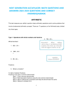 NEXT GENERATION ACCUPLACER: MATH QUESTIONS AND ANSWERS 2024-2025 QUESTIONS AND CORRECT  ANSWERS|AGRADE  