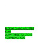 FLORIDA CLAIMS ADJUSTER EXAM  2023WITHBESTSOLUTIONS  ACTUALEXAM 100%