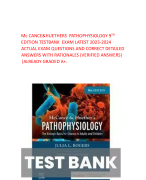 Mc CANCE&HUETHERS  PATHOPHYSIOLOGY 9TH EDITION TESTBANK  EXAM LATEST 2023-2024 ACTUAL EXAM QUESTIONS AND CORRECT DETAILED ANSWERS WITH RATIONALES (VERIFIED ANSWERS) |ALREADY GRADED A+.