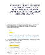 HESI PN EXIT EXAM V3 LATEST  VERSION 2022-2024 ALL 110  QUESTIONS AND VERIFIED  ANSWERS PLUS RATIONALES/PN  HESI EXIT EXAM V3