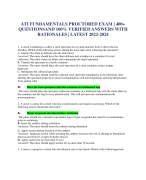 ATI FUNDAMENTALS PROCTORED EXAM | 400+ QUESTIONSAND 100% VERIFIED ANSWERS WITH  RATIONALES | LATEST 2022-2024