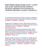 Peak Pilates Study Guide Level 1 LATEST  2023 EXAM QUESTIONS AND CORRECT  DETAILED ANSWERS WITH RATIONALES 