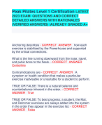 Peak Pilates Level 1 Certification LATEST  2023 EXAM QUESTIONS AND CORRECT  DETAILED ANSWERS WITH RATIONALES  (VERIFIED ANSWERS) |ALREADY GRADED A+