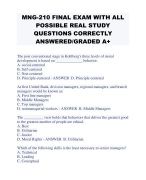 MNG-210 FINAL EXAM WITH ALL POSSIBLE REAL STUDY QUESTIONS CORRECTLY ANSWERED/GRADED A+ 