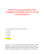 NR 511 FINAL QUESTIONS AND  VERIFIED ANSWERS ACTUAL EXAM  LATEST UPDATE