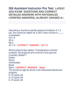 SSI Assistant Instructor Pre Test LATEST  2023 EXAM QUESTIONS AND CORRECT  DETAILED ANSWERS WITH RATIONALES  (VERIFIED ANSWERS) |ALREADY GRADED A+