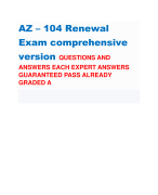 AZ – 104 Renewal Exam comprehensive version QUESTIONS AND ANSWERS EACH EXPERT ANSWERS GUARANTEED PASS ALREADY GRADED A