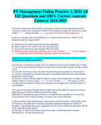 PN Management Online Practice A 2020 All 120 Questions and 100% Correct Answers  Updated 2024-2025