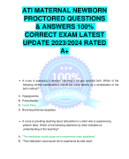 ATI MATERNAL NEWBORN  PROCTORED QUESTIONS  & ANSWERS 100%  CORRECT EXAM LATEST  UPDATE 2023/2024 RATED  A+ 