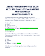 ATI NUTRITION PRACTICE EXAM WITH 100 COMPLETE QUESTIONS AND CORRRECT ANSWERS/GRADED A+ 