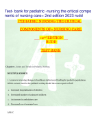 Test- bank for pediatric -nursing the critical compo nents of nursing care= 2nd edition 2023 rudd