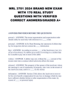MRL 3701 2024 BRAND NEW EXAM WITH 170 REAL STUDY QUESTIONS WITH VERIFIED CORRECT ANSWERS/GRADED A