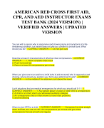 AMERICAN RED CROSS FIRST AID, CPR, AND AED INSTRUCTOR EXAMS TEST BANK (2024 VERSION) | VERIFIED ANSWERS | UPDATED VERSION