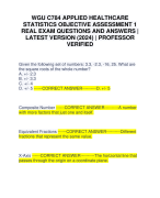 WGU C784 APPLIED HEALTHCARE STATISTICS OBJECTIVE ASSESSMENT 1 REAL EXAM QUESTIONS AND ANSWERS | LATEST VERSION (2024) | PROFESSOR VERIFIED