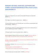  SERVSAFE ALCOHOL EXAM REAL QUESTIONS AND CORRECT DETAILED ANSWERS(verified answers) 2023-2024|GRADED A+