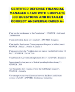 CERTIFIED DEFENSE FINANCIAL MANAGER EXAM WITH COMPLETE 300 QUESTIONS AND DETAILED CORRECT ANSWERS/GRADED A+ 