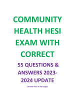 COMMUNITY HEALTH HESI EXAM WITH CORRECT   55 QUESTIONS & ANSWERS 2023-2024 UPDATE (answer key on last page) GRADE A+ 