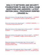 WGU C172 NETWORK AND SECURITY FOUNDATIONS PA AND OA REAL EXAM QUESTIONS AND ANSWERS | LATEST EDITION (2024) | PROFESSOR VERIFIED | GRADED A+