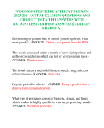 WISCONSIN PESTICIDE APPLICATOR EXAM 2023-2024 ACTUAL EXAM 170 QUESTIONS AND CORRECT DETAILED ANSWERS WITH RATIONALES (VERIFIED ANSWERS) |ALREADY GRADED A+ 