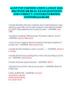 AANP FNP CERTIFICATION LATEST 2023- 2024 WITH 200 REAL EXAM QUESTIONS AND CORRECT ANSWERS(VERIFIED ANSWERS)|AGRADE