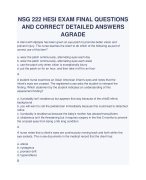 NSG 222 HESI EXAM FINAL QUESTIONS AND CORRECT DETAILED ANSWERS AGRADE
