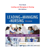 Test Bank For Leading and Managing in Nursing 8th Edition by Patricia S. Yoder-Wise, Susan Sportsman |All Chapters,  Year-2023/2024|