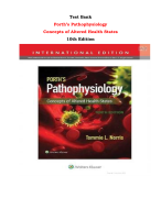 Test Bank For Porth’s Pathophysiology  Concepts of Altered Health States  10th Edition By Tommie L.Norris |All Chapters,  Year-2023/2024|