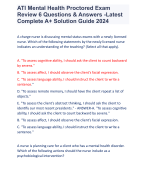 ATI Mental Health Proctored Exam Review 6 Questions & Answers -Latest Complete A+ Solution Guide 2024