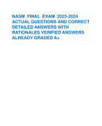 NASM FINAL EXAM 2023-2024 ACTUAL QUESTIONS AND CORRECT DETAILED ANSWERS WITH RATIONALES VERIFIED ANSWERS ALREADY GRADED A+