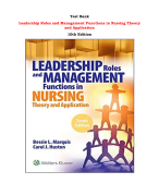 Test Bank For Leadership Roles and Management Functions in Nursing Theory and Application  10th Edition By Bessie L. Marquis, Carol Jorgensen Huston |All Chapters,  Year-2023/2024|