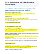 HESI LEADERSHIP AND MANAGEMENT EXAM QUESTIONS AND ANSWERS 2023-2024 LATEST VERSION// GRADED A+