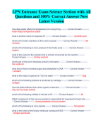 LPN Entrance Exam Science Section with All  Questions and 100% Correct Answer New  Latest Version
