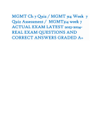 MGMT Ch 7 Quiz / MGMT 314 Week 7 Quiz Assessment / MGMT314 week 7 ACTUAL EXAM LATEST 2023-2024- REAL EXAM QUESTIONS AND CORRECT ANSWERS GRADED A+