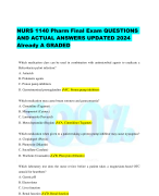 NURS 1140 Pharm Final Exam QUESTIONS AND ACTUAL ANSWERS UPDATED 2024 Already A GRADED