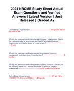 2024 NRCME Study Sheet Actual Exam Questions and Verified Answers | Latest Version | Just Released | Graded A+