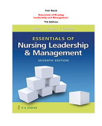 Test Bank For Essentials of Nursing Leadership and Management 7th Edition By Sally A. Weiss, Ruth M. Tappen, Karen Grimley |All Chapters,  Year-2023/2024|