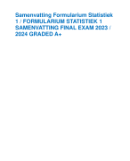 Samenvatting Formularium Statistiek 1 / FORMULARIUM STATISTIEK 1 SAMENVATTING FINAL EXAM 2023 / 2024 GRADED A+  Formularium Statistiek 1