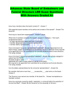 Arkansas State Board of Embalmers and Funeral Directors LRR Exam Questions With Answers Graded A+