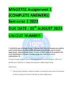 MNG3702 Assignment 1 (COMPLETE ANSWERS) Semester 2 2023 DUE DATE : 25th AUGUST 2023 UNIQUE NUMBER :