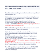 Hallmark final exam BSN-205 GRADED A  LATEST 2024/2025