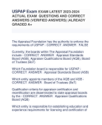 USPAP Exam EXAM LATEST 2023-2024  ACTUAL EXAM QUESTIONS AND CORRECT  ANSWERS (VERIFIED ANSWERS) |ALREADY  GRADED A+