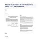 A Level Business Edexcel Specimen Paper 2 Q2 with answers