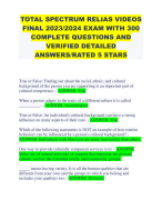 TOTAL SPECTRUM RELIAS VIDEOS FINAL 2023/2024 EXAM WITH 300 COMPLETE QUESTIONS AND VERIFIED DETAILED ANSWERS/RATED 5 STARS 