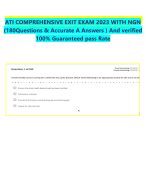 ATI COMPREHENSIVE EXIT EXAM 2023 WITH NGN (180Q&A) And verified 100% Guaranteed pass LATEST UPDATE ACE YOUR FIRST ATTEMPT WITH TTHE BEST SOLUTION