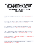 ALF CORE TRAINING EXAM VERSION 1 500+ QUESTIONS AND CORRECT ANSWERS (VERIFIED ANSWERS) | LATEST EDITION (2024) | JUST RELEASED!
