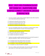 2022 - 2023 HESI PHARMACOLOGY EXIT EXAM V2 – QUESTIONS AND VERIFIED CORRECT ANSWERS GRADED A+BRAND NEW